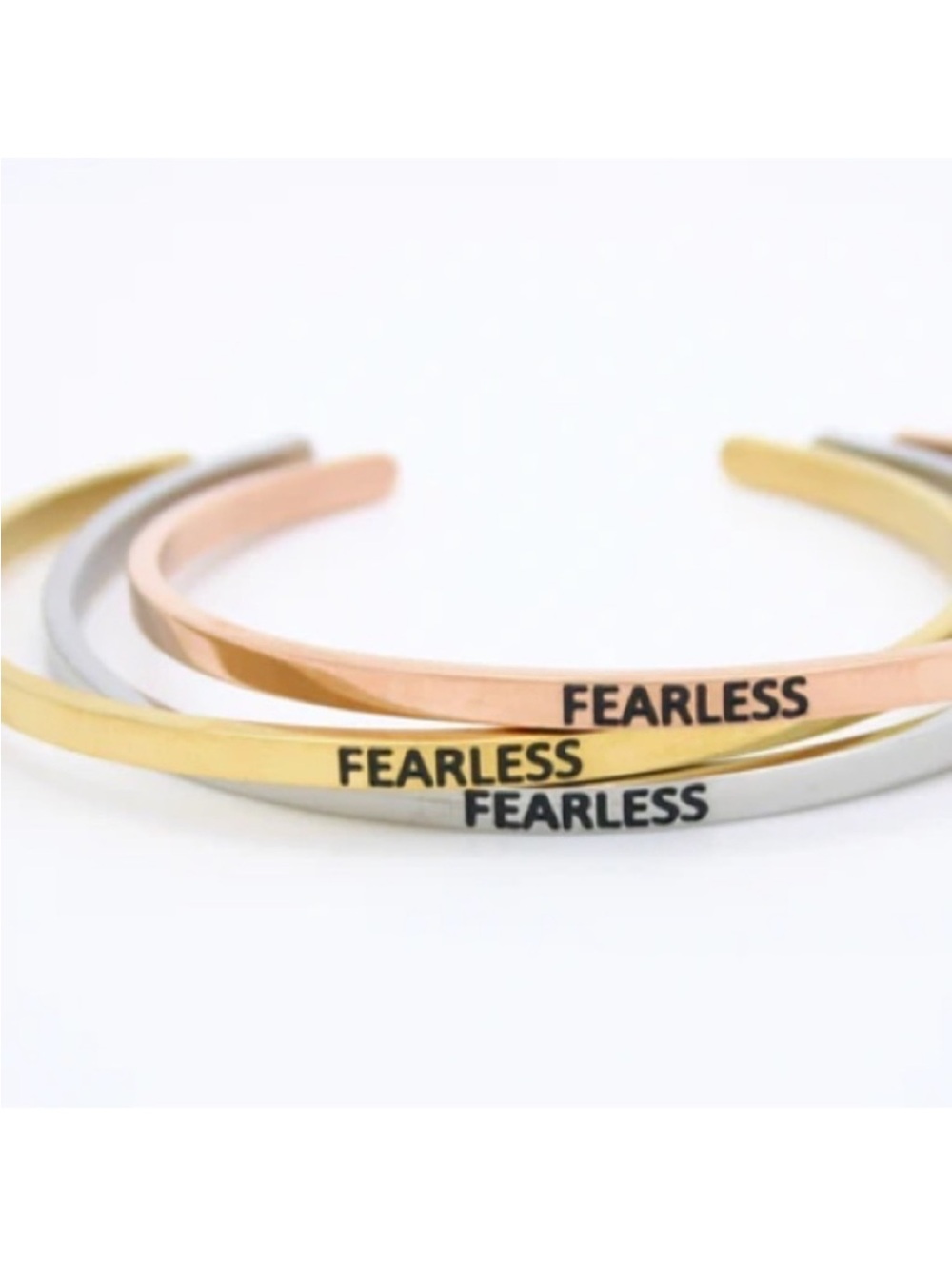 Farah Jewelry Fearless Stackable Cuff Trio - Gold, Rose Gold, Silver